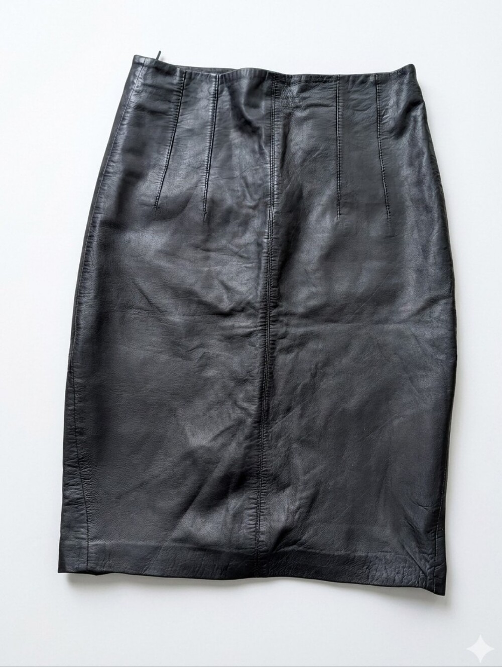 MANGO Classic Black Leather Pencil Skirt